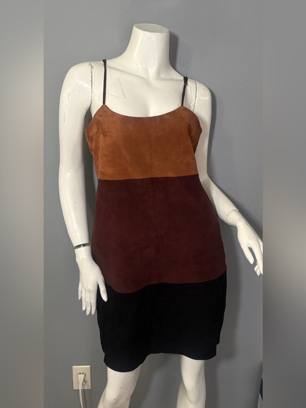 Free People Two-Tone Suede Cami in Rust and Deep Brown